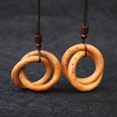 Jujube Wood Yin Yang Ring Pendant for Luck and Protection