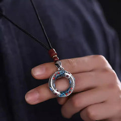 Koi Fish Peace Buckle Copper Necklace Pendant for Wealth and Luck