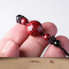 Natural Cinnabar Stone Bead Blessing Necklace Pendant