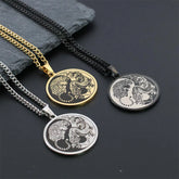 Tiger Dragon Titanium Steel Chain Necklace with Harmony Pendant