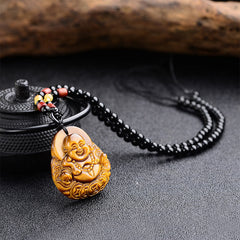 Tiger's Eye Laughing Buddha Blessing Necklace