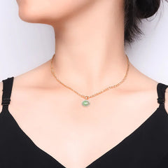 Oval Turquoise Titanium Steel Necklace Pendant