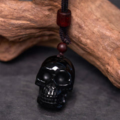 Black Obsidian String Skeleton Fulfillment Necklace Pendant