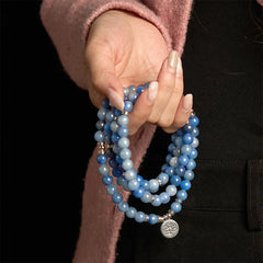 108 Mala Beads Multi-layer Natural Blue Aventurine Lotus Calming Bracelet