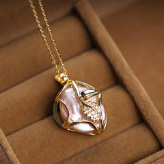 18K Gold Plated Copper Natural Baroque Pearl Flower Sincerity Necklace Pendant