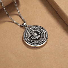 Heart Sutra Buddha Carved Peace Buckle Design Rotatable Necklace Pendant
