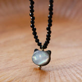 Black Spinel Cute Cat Choker Necklace