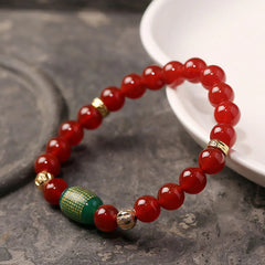 Natural Red and Green Agate Buddhist Sutras Calming Bracelet