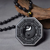 Black Obsidian Yin Yang Pendant Necklace