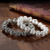 Tibetan Om Mani Padme Hum Carved Alloy Beads Amulet Bracelet