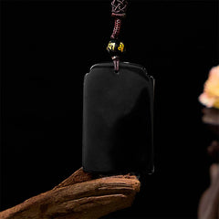Natural Black Obsidian Bamboo Fulfillment Necklace Pendant