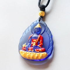 Tibet Medicine Buddha Liuli Crystal Compassion Necklace Pendant