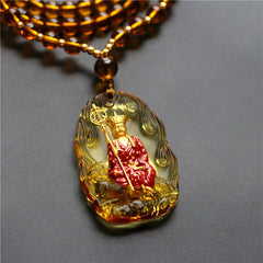 Ksitigarbha Buddha Liuli Crystal Compassion Amulet Necklace Pendant