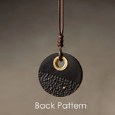 Handmade Round Ebony Wood Copper Peace Necklace Pendant