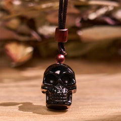 Black Obsidian String Skeleton Fulfillment Necklace Pendant