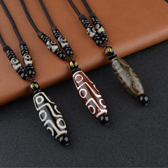 Nine Eye Dzi Bead Wealth Protection Necklace