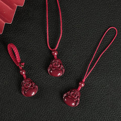 Laughing Buddha Cinnabar Blessing Necklace Pendant, Phone Hanging Decoration, Key Chain