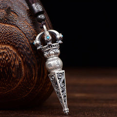 Tibetan Om Mani Padme Hum Rotatable Wisdom Necklace Pendant