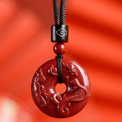 Chinese Zodiac Cinnabar Peace Buckle Necklace Pendant