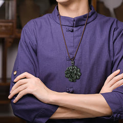 Cyan Jade Nine-Tailed Fox Luck Necklace Pendant