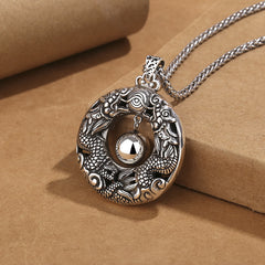 Renbeads Double Dragon Playing Bead Copper Protection Necklace Pendant