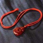 Chinese Zodiac Red Agate Calming Necklace Pendant