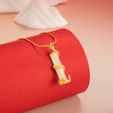 925 Sterling Silver Snake and Bamboo Growth Necklace Pendant with Hetian Jade