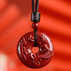 Chinese Zodiac Cinnabar Peace Buckle Necklace Pendant