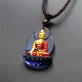 Tibet Medicine Buddha Liuli Crystal Compassion Necklace Pendant