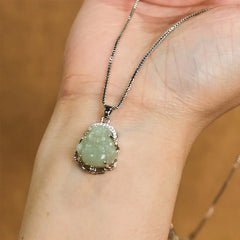 Natural Hetian Jade Laughing Buddha Abundance Necklace Pendant