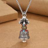 Tibetan Om Mani Padme Hum Vajra Bell Strength Necklace Pendant