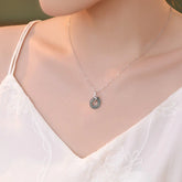 925 Sterling Silver 18K Gold Jade Peace Buckle Snake Necklace Pendant