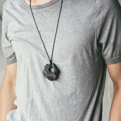 Ebony Wood Hollow Irregular Shape Peace Balance Necklace Pendant