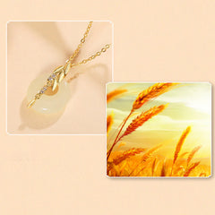 Hetian Jade 925 Sterling Silver Wheat Luck Necklace Pendant