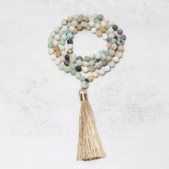 108 Amazonite Beads Tassel Mala Bracelet