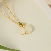 925 Sterling Silver Hetian Jade Gourd Necklace Pendant
