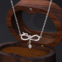999 Sterling Silver Year of the Dragon Endless Knot Tail Charm Necklace Pendant