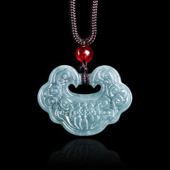 Lotus Carved Jade Ruyi Necklace Pendant