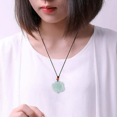 Lotus Pattern Jade Prosperity Necklace Pendant
