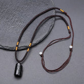 Natural Black Tourmaline Positive Rope Necklace Pendant