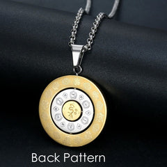 Chinese Zodiac Nine Palaces Eight Diagrams Bagua Amulet Harmony Rotatable Pendant Necklace