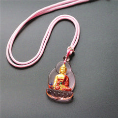 Tibet Medicine Buddha Liuli Crystal Compassion Necklace Pendant