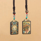 Tibet God of Wealth Thangka Ebony Necklace Pendant