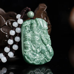 Natural Jade Deity Amulet Wealth Necklace Pendant