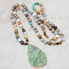 Natural Ocean Picasso Jasper Beaded Healing Necklace