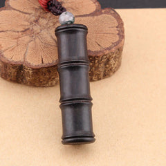 Ebony Wood Bamboo Pattern Prayer Box Peace Necklace Pendant