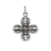 925 Sterling Silver Double Dorje Vajra Spiritual Strength Necklace Pendant