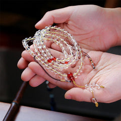 108 Mala Beads 925 Sterling Silver Natural White Agate Red Agate Quadruple Wrap Protection Bracelet