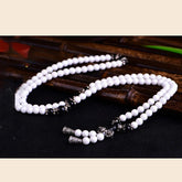 108 Mala Beads White Porcelain Six True Words 'Om Mani Padme Hum' Patience Bracelet