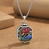 Koi Fish Lotus Copper Coins Luck Prayer Box Necklace Pendant